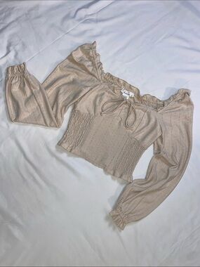 URBAN Romantics Cream Eyelet Ruffled Crop Top